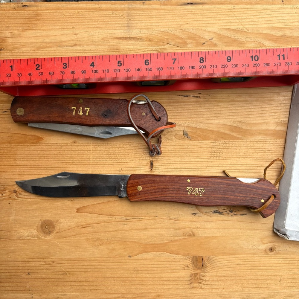 Classic 747 Folding Back Hunting Knife Wooden Handle Stainless Steel 13”
